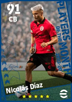 Nicolas Diaz eFootball 2026 player card — 91 OVR CB