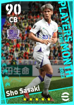 Sho Sasaki eFootball 2026 player card — 90 OVR CB