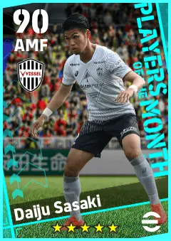Daiju Sasaki eFootball 2026 player card — 90 OVR AMF