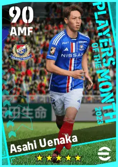 Asahi Uenaka eFootball 2026 player card — 90 OVR AMF