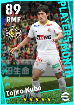 Tojiro Kubo eFootball 2026 player card — 89 OVR RMF
