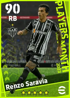 Renzo Saravia eFootball 2026 player card — 90 OVR RB