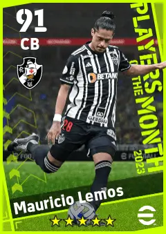 Mauricio Lemos eFootball 2026 player card — 91 OVR CB