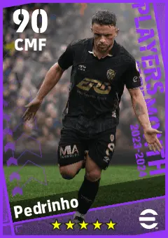 Pedrinho eFootball 2026 player card — 90 OVR CMF