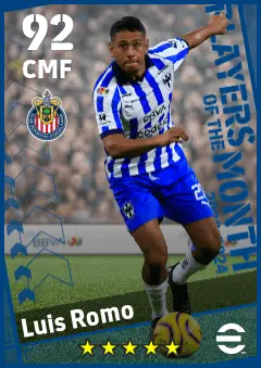 Luis Romo eFootball 2026 player card — 92 OVR CMF