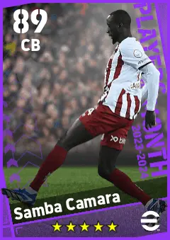 Samba Camara eFootball 2026 player card — 89 OVR CB