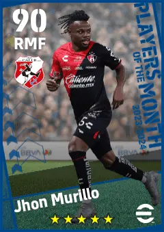 Jhon Murillo eFootball 2026 player card — 90 OVR RMF