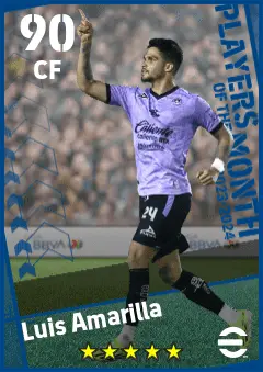 Luis Amarilla eFootball 2026 player card — 90 OVR CF