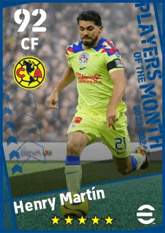 Henry Martin eFootball 2026 player card — 92 OVR CF
