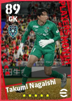 Takumi Nagaishi eFootball 2026 player card — 89 OVR GK