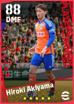 Hiroki Akiyama eFootball 2026 player card — 88 OVR DMF