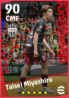 Taisei Miyashiro eFootball 2026 player card — 90 OVR CMF