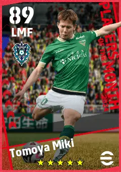 Tomoya Miki eFootball 2026 player card — 89 OVR LMF