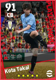 Kota Takai eFootball 2026 player card — 91 OVR CB