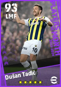 Dusan Tadic eFootball 2026 player card — 93 OVR LMF
