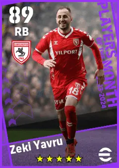 Zeki Yavru eFootball 2026 player card — 89 OVR RB