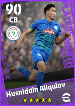 Husniddin Aliqulov eFootball 2026 player card — 90 OVR CB