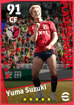 Yuma Suzuki eFootball 2026 player card — 91 OVR CF