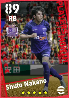Shuto Nakano eFootball 2026 player card — 89 OVR RB