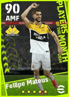Fellipe Mateus eFootball 2026 player card — 90 OVR AMF
