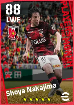 Shoya Nakajima eFootball 2026 player card — 88 OVR LWF