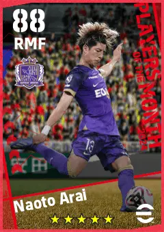 Naoto Arai eFootball 2026 player card — 88 OVR RMF