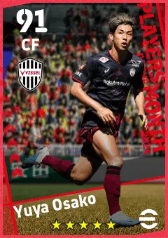 Yuya Osako eFootball 2026 player card — 91 OVR CF