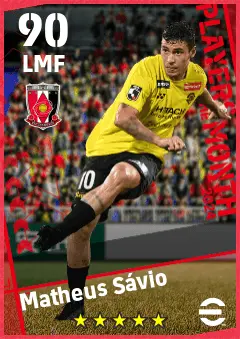 Matheus Savio eFootball 2026 player card — 90 OVR LMF
