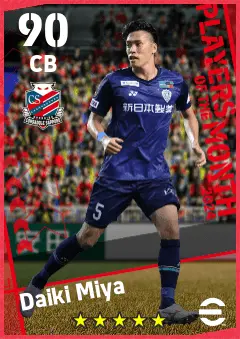 Daiki Miya eFootball 2026 player card — 90 OVR CB