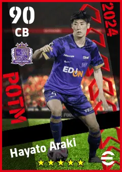 Hayato Araki eFootball 2026 player card — 90 OVR CB