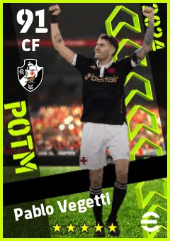 Pablo Vegetti eFootball 2026 player card — 91 OVR CF