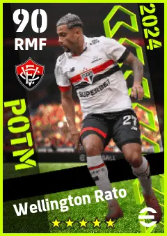Wellington Rato eFootball 2026 player card — 90 OVR RMF