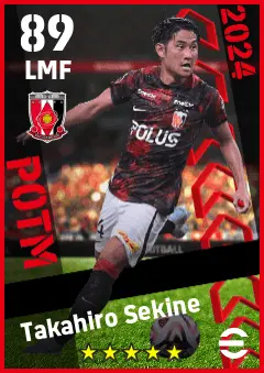Takahiro Sekine eFootball 2026 player card — 89 OVR LMF