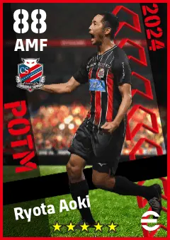 Ryota Aoki eFootball 2026 player card — 88 OVR AMF