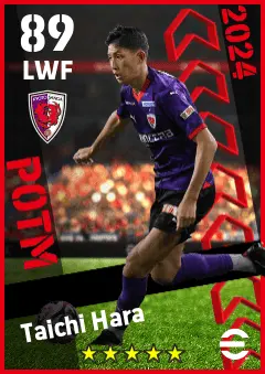 Taichi Hara eFootball 2026 player card — 89 OVR LWF