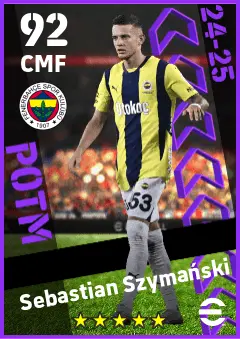 Sebastian Szymanski eFootball 2026 player card — 92 OVR CMF