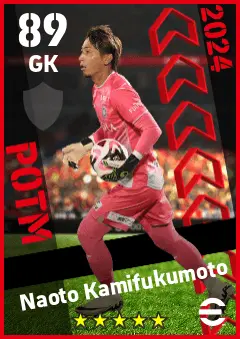 Naoto Kamifukumoto eFootball 2026 player card — 89 OVR GK