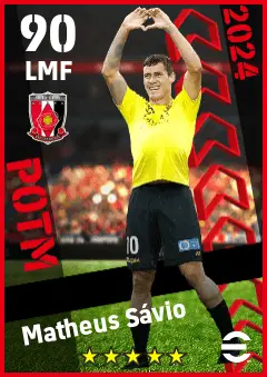 Matheus Savio eFootball 2026 player card — 90 OVR LMF