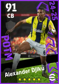 Alexander Djiku eFootball 2026 player card — 91 OVR CB