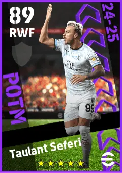 Taulant Seferi eFootball 2026 player card — 89 OVR RWF