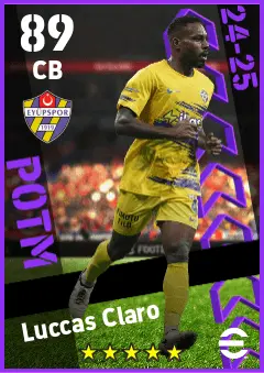Luccas Claro eFootball 2026 player card — 89 OVR CB