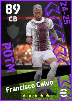 Francisco Calvo eFootball 2026 player card — 89 OVR CB