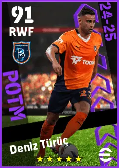 Deniz Turuc eFootball 2026 player card — 91 OVR RWF