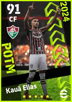 Kaua Elias eFootball 2026 player card — 91 OVR CF