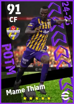 Mame Thiam eFootball 2026 player card — 91 OVR CF
