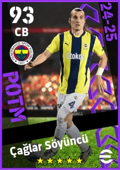 Caglar Soyuncu eFootball 2026 player card — 93 OVR CB