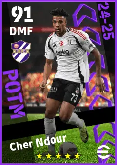 Cher Ndour eFootball 2026 player card — 91 OVR DMF