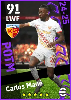 Carlos Mane eFootball 2026 player card — 91 OVR LWF
