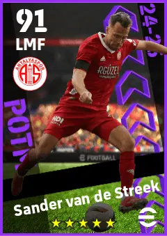 Sander van de Streek eFootball 2026 player card — 91 OVR LMF