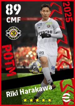 Riki Harakawa eFootball 2026 player card — 89 OVR CMF